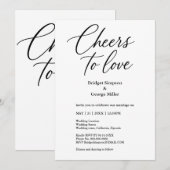 Zwart-wit Cheers to Love Elegant Wedding charme Kaart (Voorkant / Achterkant)