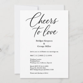 Zwart-wit Cheers to Love Elegant Wedding charme Kaart