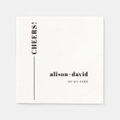 Zwart, wit CHEERS typografie minimalistische bruil Servet (Voorkant)