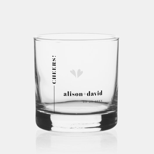 Zwart, wit CHEERS typografie minimalistische bruil Whisky Glas (Voorkant)