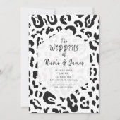 Zwart & Wit Cheetah Luipaard Chic Bruiloft Kaart (Voorkant)