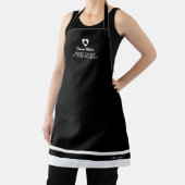 Zwart-wit chef schort met haar naam (Insitu)