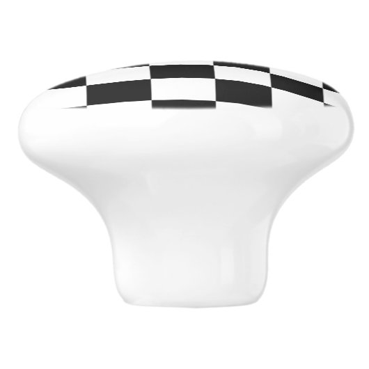 zwart-wit cheque keramische knop (Zijkant)