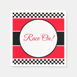 Zwart wit cheque met rood servet