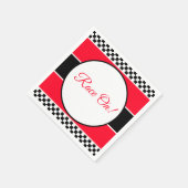 Zwart wit cheque met rood servet (Hoek)