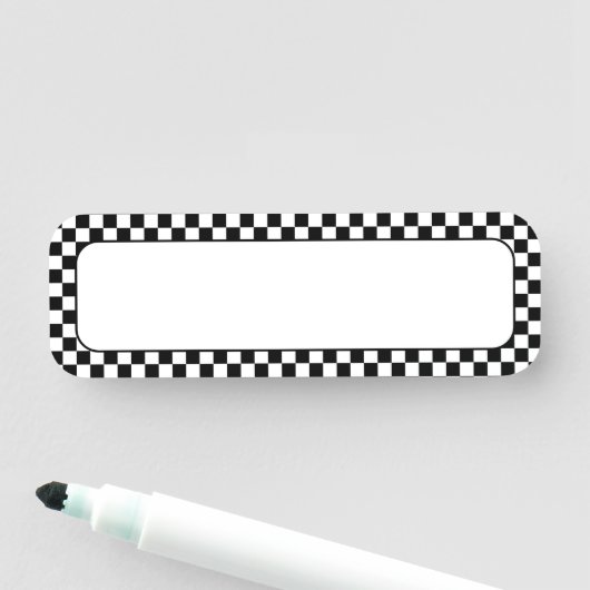 Zwart-wit cheque naamplaatje (In situ)