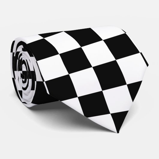 Zwart-wit cheque stropdas (Opgerold)