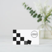 Zwart-wit Chessboard met Logo & fotografische kaar Visitekaartje (Staand voorkant)