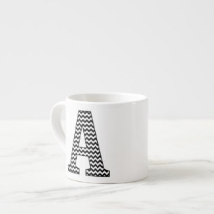 Zwart-wit Chevron A Monogram Espresso Kop