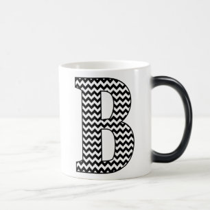 Zwart-wit Chevron B Monogram Morphing Mok