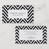 Zwart-wit Chevron Beauticiaanse Mode Sjabloon Visitekaartje (Voorkant / Achterkant)