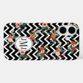 Zwart-wit Chevron Bloemrijke Monogram  Case-Mate iPhone Case (Achterkant (horizontaal))