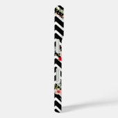 Zwart-wit Chevron Bloemrijke Monogram  Case-Mate iPhone Case (Achterkant / Rechts)