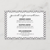 Zwart-wit Chevron bruiloft informatie Kaart (Voorkant)