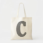 Zwart-wit Chevron "C" Monogram Canvas tas (Voorkant)