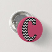 Zwart-wit Chevron "C" Monogram Ronde Button (Voorkant /achterkant)