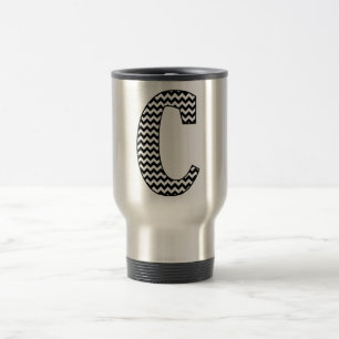 Zwart-wit Chevron C Travel Mug Reisbeker
