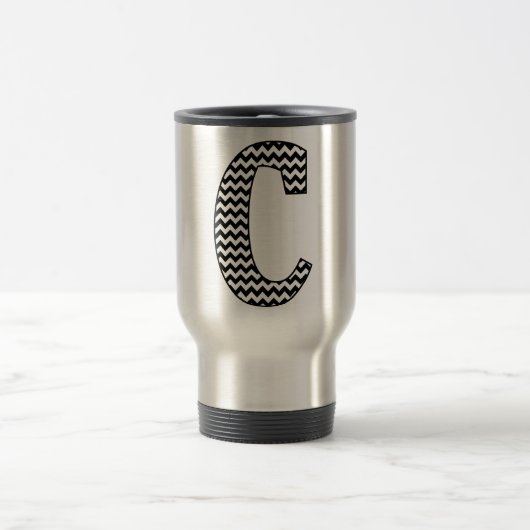 Zwart-wit Chevron C Travel Mug Reisbeker (Center)