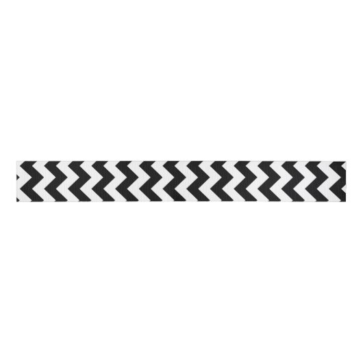 Zwart-wit Chevron Classic Design Grosgrain Lint (Voorkant)