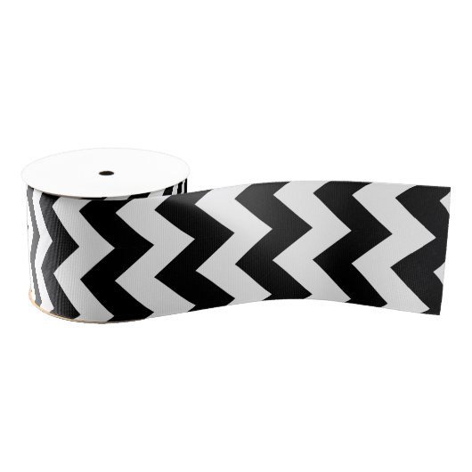 Zwart-wit Chevron Classic Design Grosgrain Lint (Spoel)