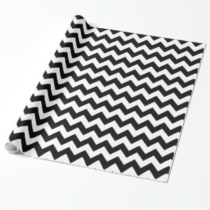 Zwart-wit Chevron Classic patroon Cadeaupapier