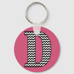 Zwart-wit Chevron D Monogram Basic Sleutelhanger