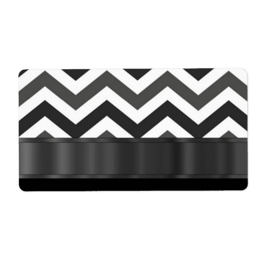 Zwart-wit chevron etiket (Voorkant)