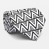Zwart-wit chevron geometrisch stropdas (Opgerold)