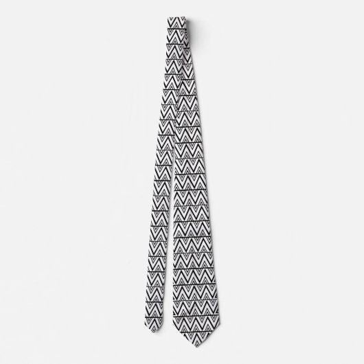 Zwart-wit chevron geometrisch stropdas (Achterkant)