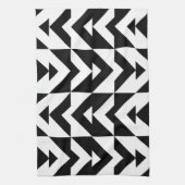 Zwart-wit Chevron geometrisch Theedoek (Verticaal)