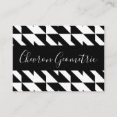 Zwart-wit Chevron geometrisch Visitekaartje (Voorkant)