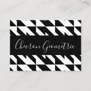 Zwart-wit Chevron Geometrisch Visitekaartje