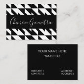 Zwart-wit Chevron geometrisch Visitekaartje (Voorkant / Achterkant)
