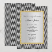 Zwart wit chevron gold ELEGANT CLASSY WEDDING Kaart (Voorkant / Achterkant)