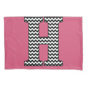 Zwart-wit Chevron H Monogram Kussensloop (Voorkant)