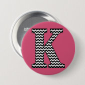 Zwart-wit Chevron "K" Monogram Ronde Button 7,6 Cm (Voorkant /achterkant)