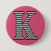 Zwart-wit Chevron "K" Monogram Ronde Button 7,6 Cm (Voorkant)