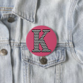 Zwart-wit Chevron "K" Monogram Ronde Button 7,6 Cm (In situ)