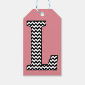 Zwart-wit Chevron L Monogram Cadeau Labels Cadeaulabel (Voorkant)