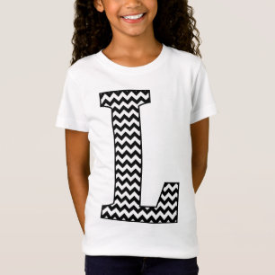 Zwart-wit Chevron L Monogram Girl's T-Shirt
