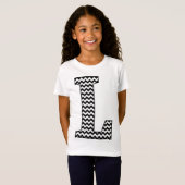 Zwart & Wit Chevron L Monogram Meisje T-shirt (Voorkant volledig)