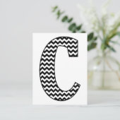 Zwart-wit Chevron Letter C Monogram Briefkaart (Staand voorkant)