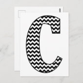 Zwart-wit Chevron Letter C Monogram Briefkaart (Voorkant / Achterkant)