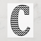 Zwart-wit Chevron Letter C Monogram Briefkaart (Voorkant)