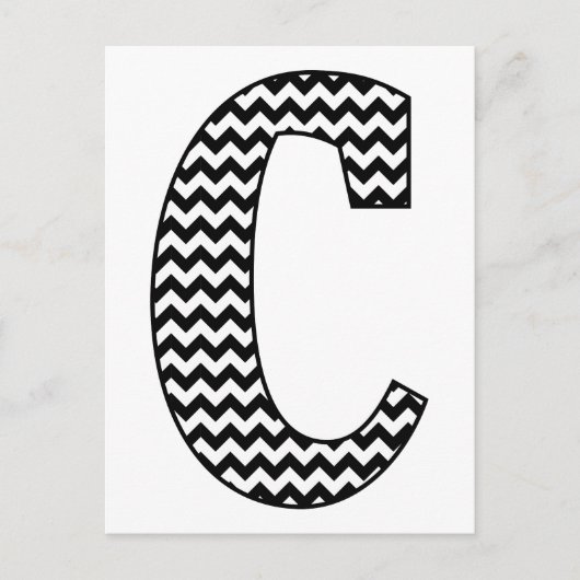 Zwart-wit Chevron Letter C Monogram Briefkaart (Voorkant)
