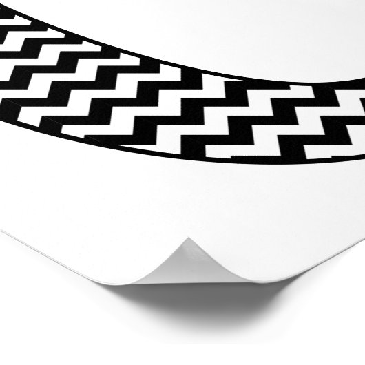 Zwart-wit Chevron Letter C Monogram Poster (Hoek)
