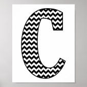 Zwart-wit Chevron Letter C Monogram Poster (Voorkant)