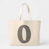Zwart-wit Chevron Letter O Monogram Grote Tote Bag (Voorkant)