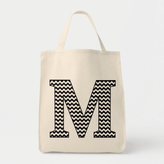 Zwart-wit chevron "M" Monogram Canvas tas (Voorkant)