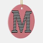 Zwart-wit Chevron M Monogram Ornament (Rechts)